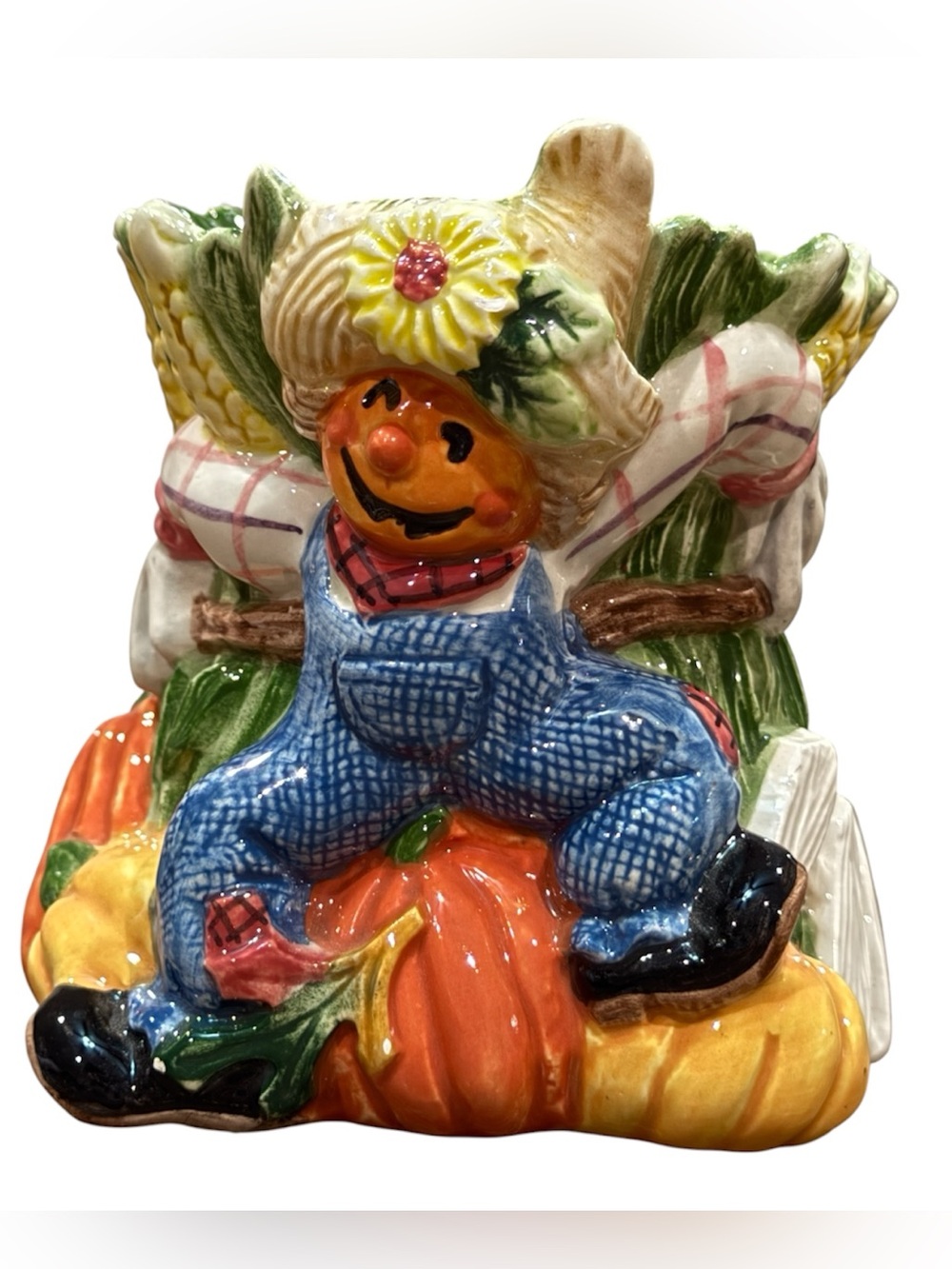 Fitz & Floyd Vintage Scarecrow Fall Halloween votive candle holder